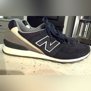 New Balance Men's Navy and White Suede-Trim Sneakers